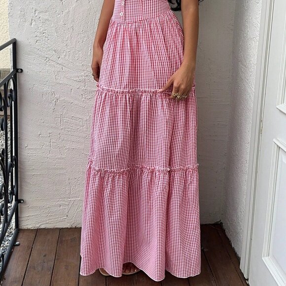 Red And White Casual Women's Elegant Flowy Dress - Picture 8 of 8